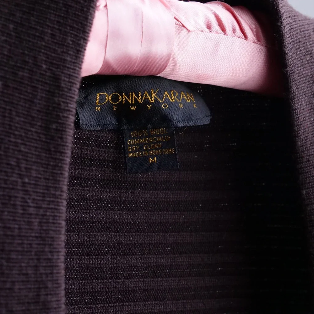 Drop dead gorgeous 1990s‎ Donna Karan cocoa brown ribbed knit longline cardigan